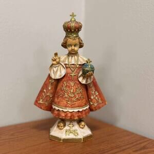 Infant Jesus of Prague 11" Statue 1970's Replica Artist MALSINETTI MADE IN ITALY